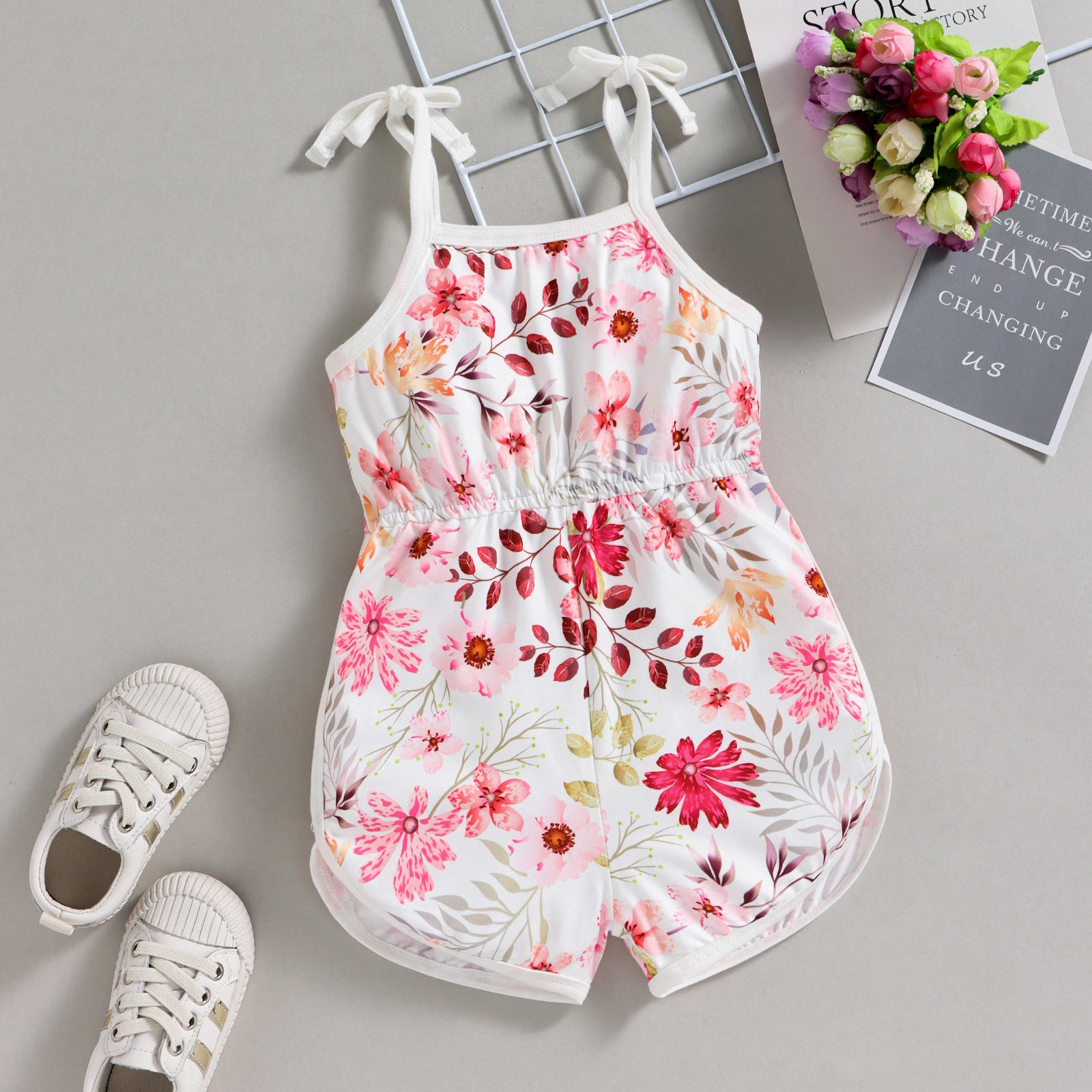 Children's Fashion Printing Strap Jumpsuit