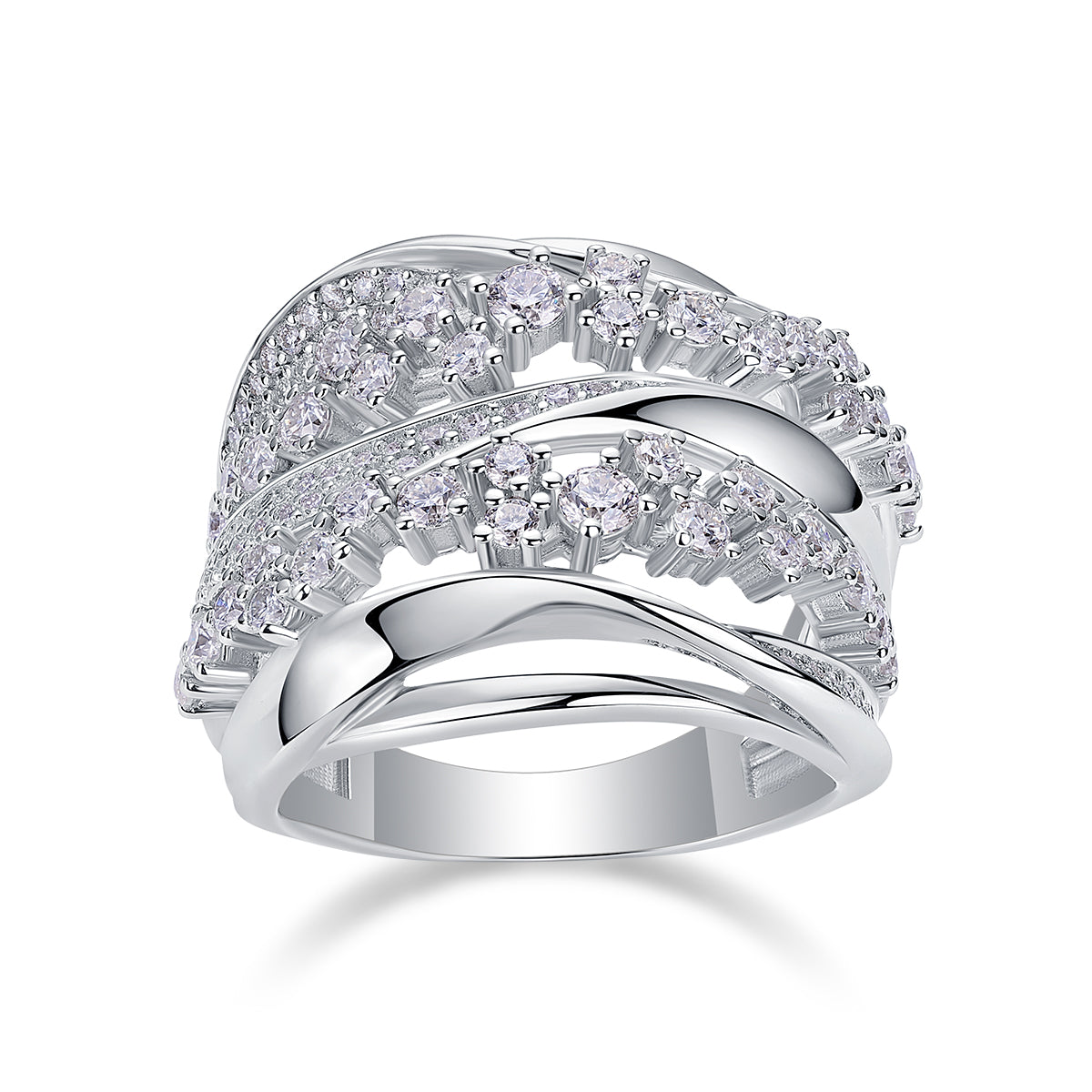 Blossoming All The Way - A Wedding Ring Set With Top-quality Moissanite S925, Silver And Platinum-plated. The Ring Can Be Inspected With A Diamond Pen.