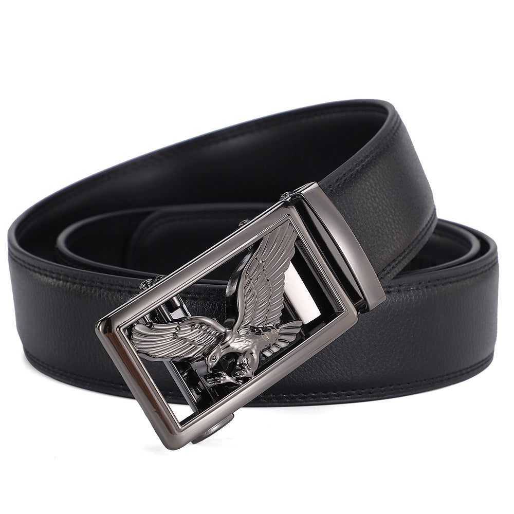 Mens Genuine Leather Belt With Automatic Buckle Premium Light-Luxury Niche Waist Belt For Pants