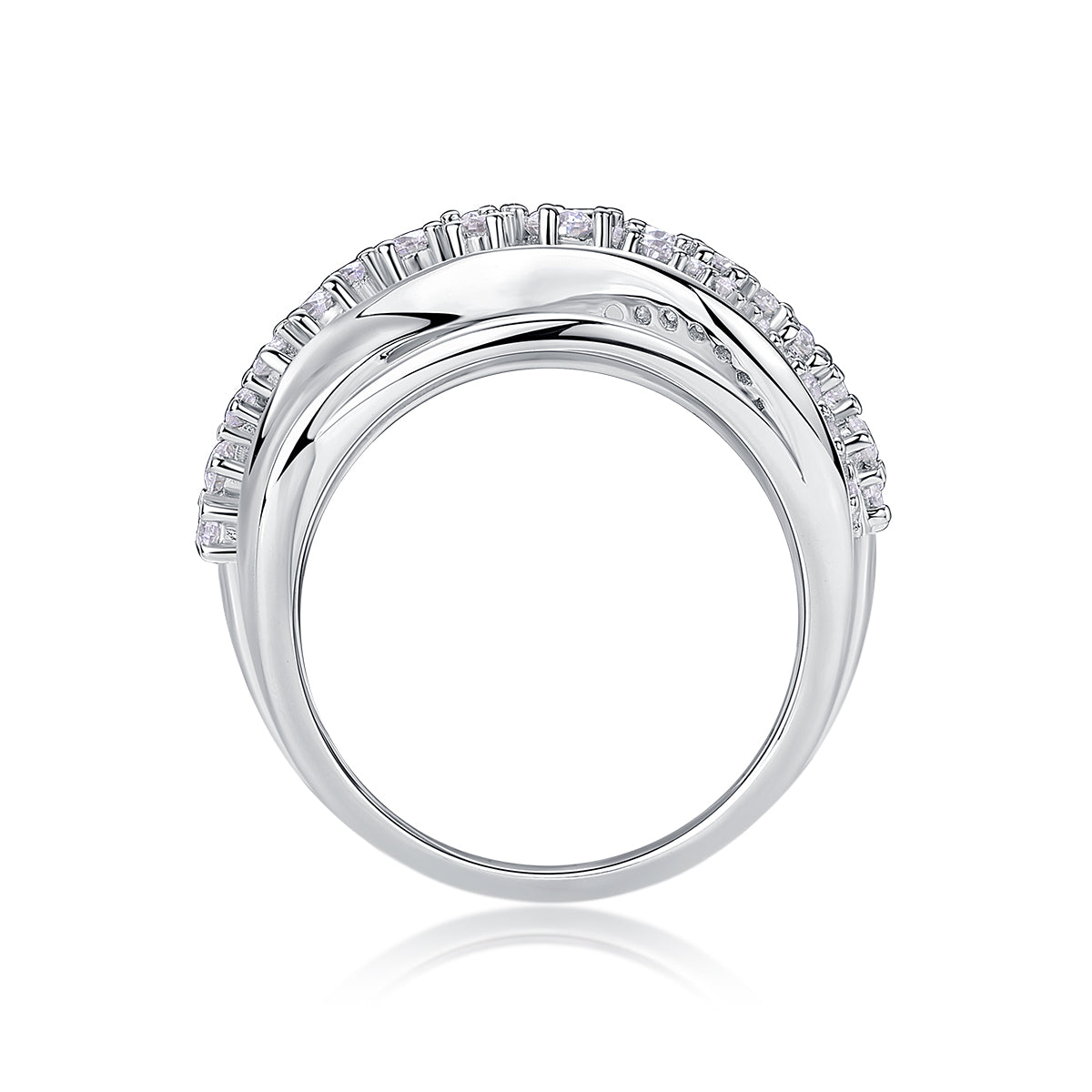 Blossoming All The Way - A Wedding Ring Set With Top-quality Moissanite S925, Silver And Platinum-plated. The Ring Can Be Inspected With A Diamond Pen.
