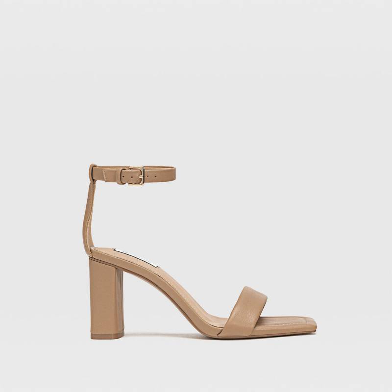 Women's Brown Thick High-heeled Sandals With Square Toe