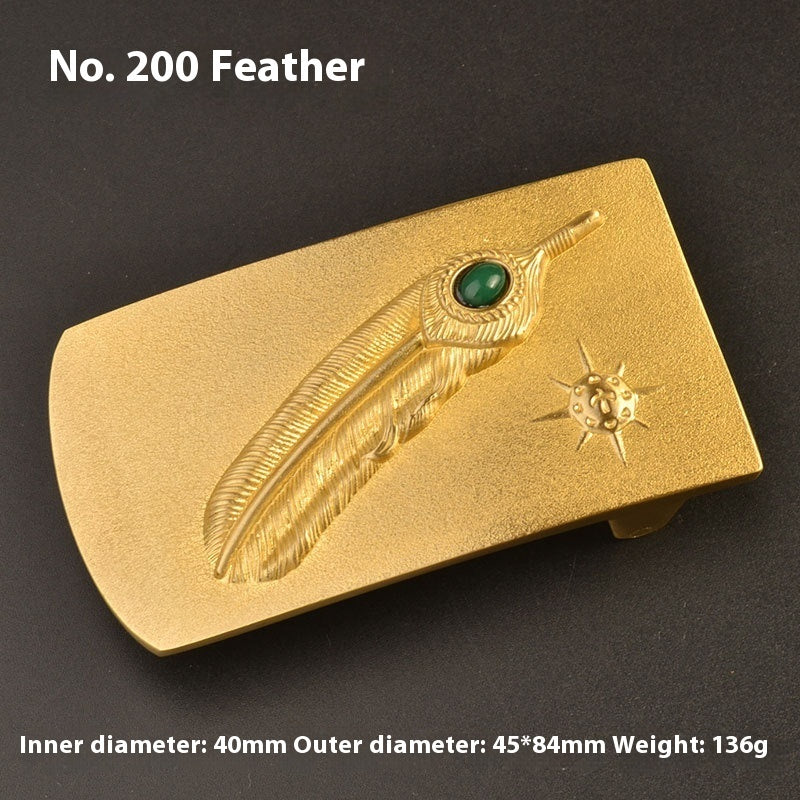 Pure Brass Belt Buckle Outer Wear Buckle Plate Pant Belt Buckle Accessories
