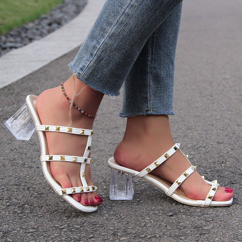 square toe  transparent sandals