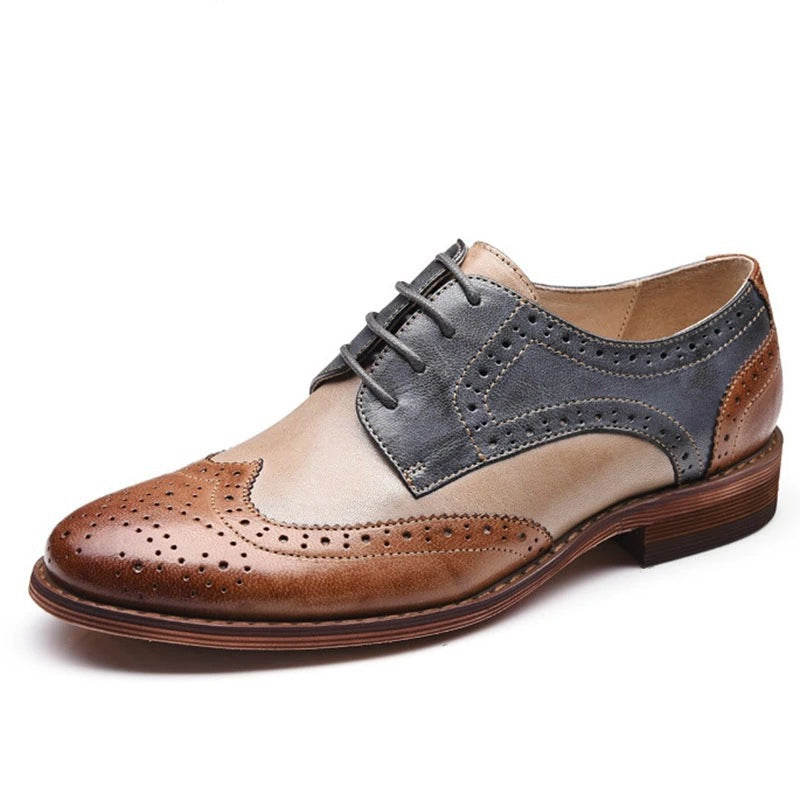 Comfortable Low Heel Oversize Lace Up Color Blocking Single Shoe