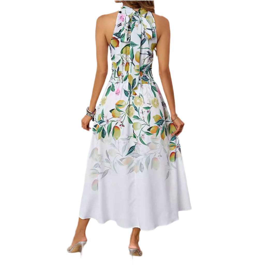 Halterneck Printed Waist  Dress