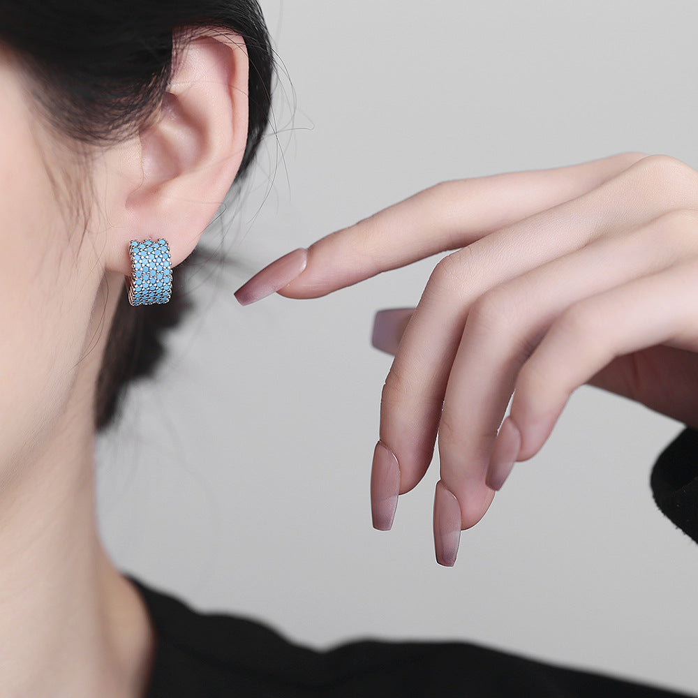 Gold-plated Color Zircon Earrings For Women