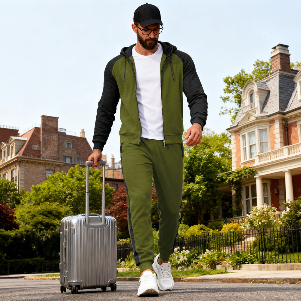 Raglan-sleeve Hooded Sweatshirt Casual Sportswear