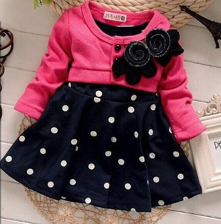 long-sleeved wave point dress
