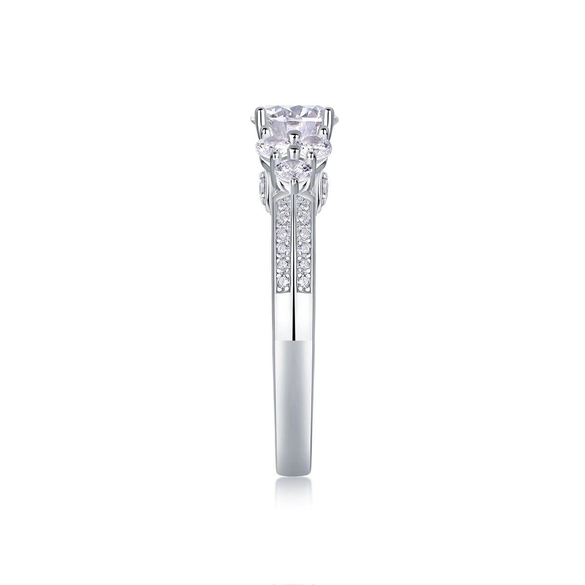 Coral Dream - A Wedding Ring Set With 1-carat Top-quality Moissanite S925 Silver And Platinum-plated Diamond. The Ring Can Be Inspected With A Diamond Pen