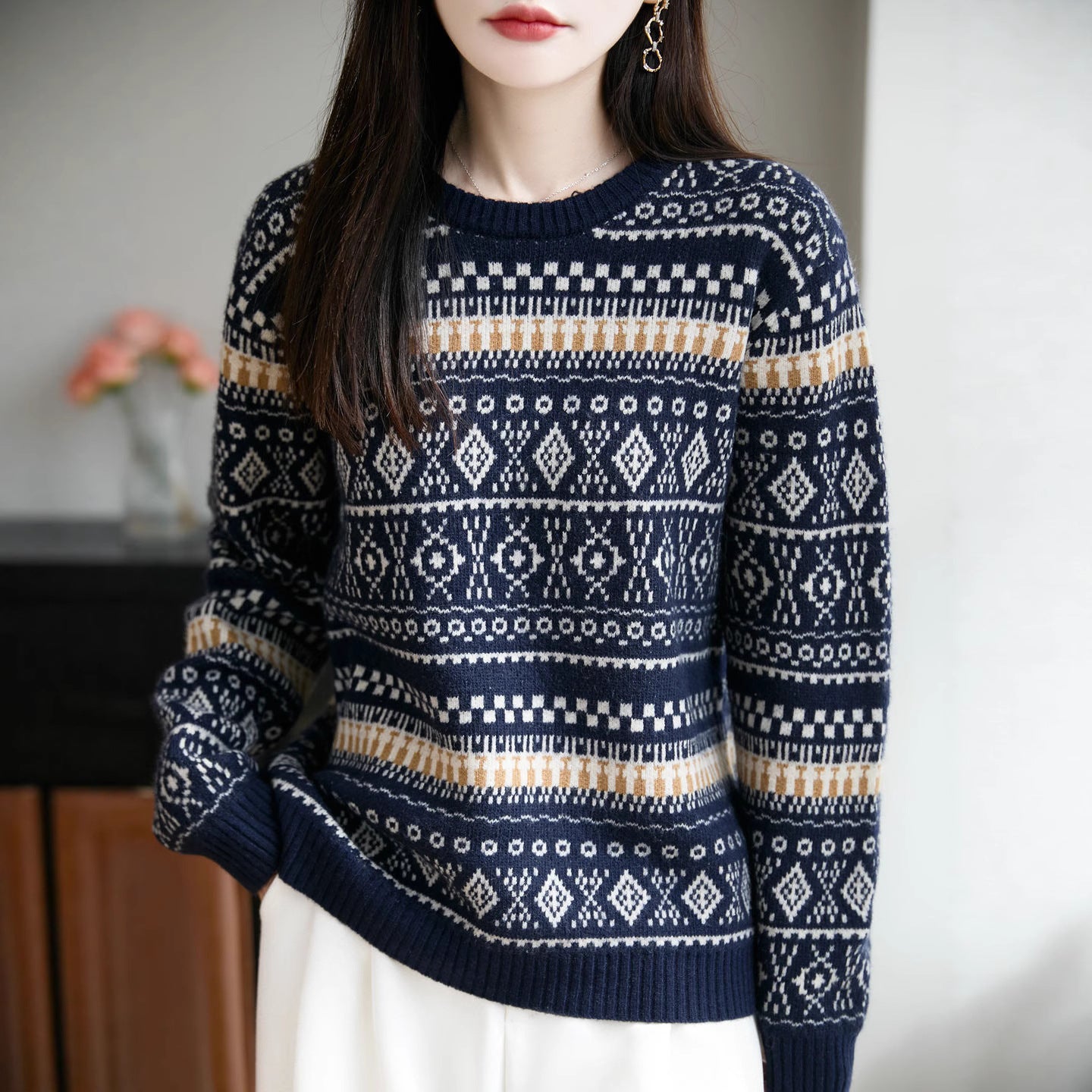 Crew-Neck Pullover Sweater