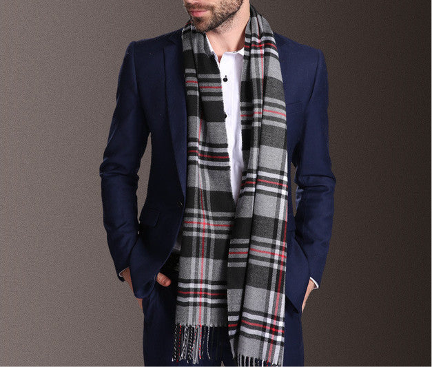 Shawl Scarves Men Winter Warm Tartan