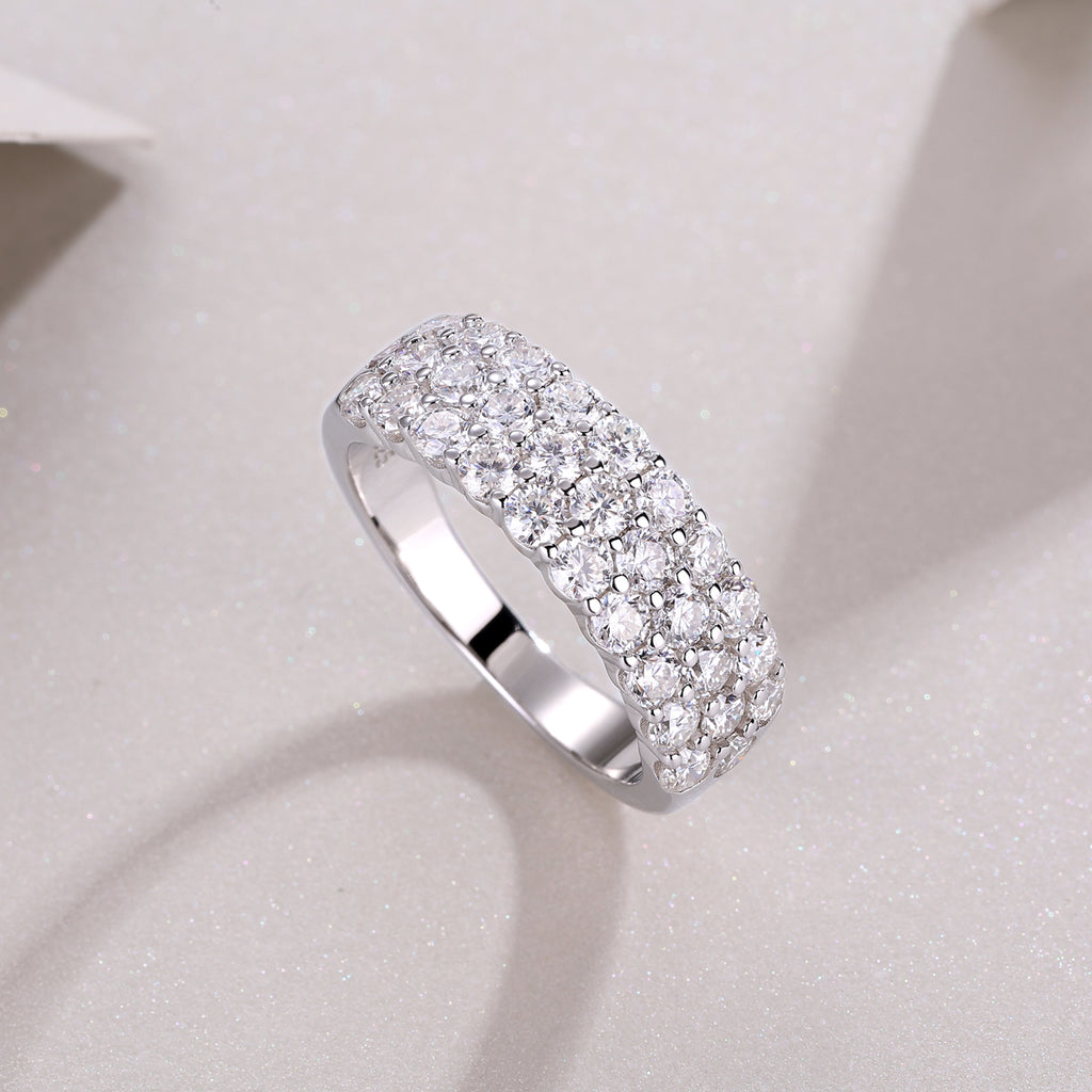 Multi-row Diamond Ring Luxury Fashion Set Moissanite Silver Ring