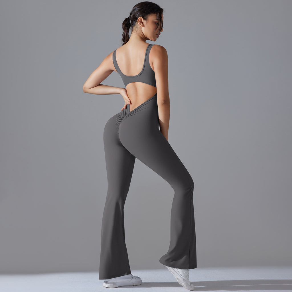 Beauty Back Hip Lifting Long Slim Wide Leg Jumpsuit