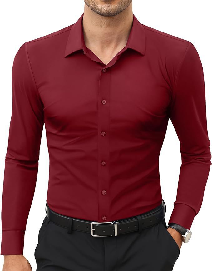 Mens Slim-Fit Solid-Color Work Shirt