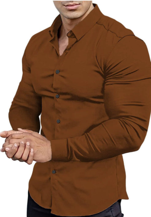 Printed Business Leisure Iron-free Solid Color Polo Collar Shirt