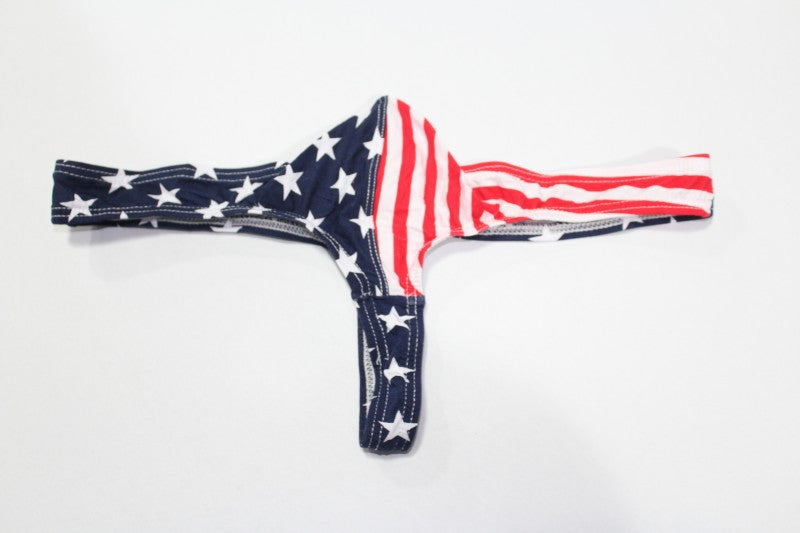 American flag printed thongs