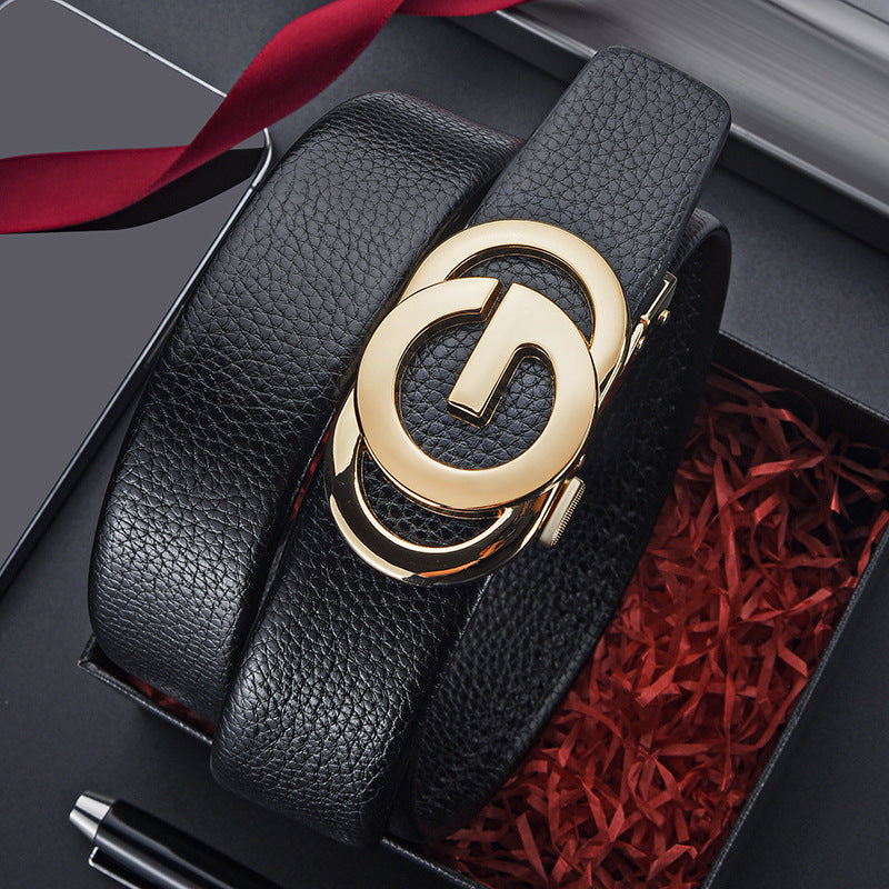 Embossed Hollow-out Genuine Leather Belt