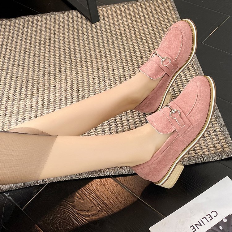 Round-toe Low-heeled Casual Slip-on Shoes