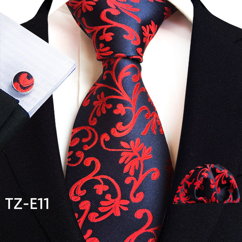 Paisley Tie Square Scarf Pocket Square Cufflinks Three-piece Set