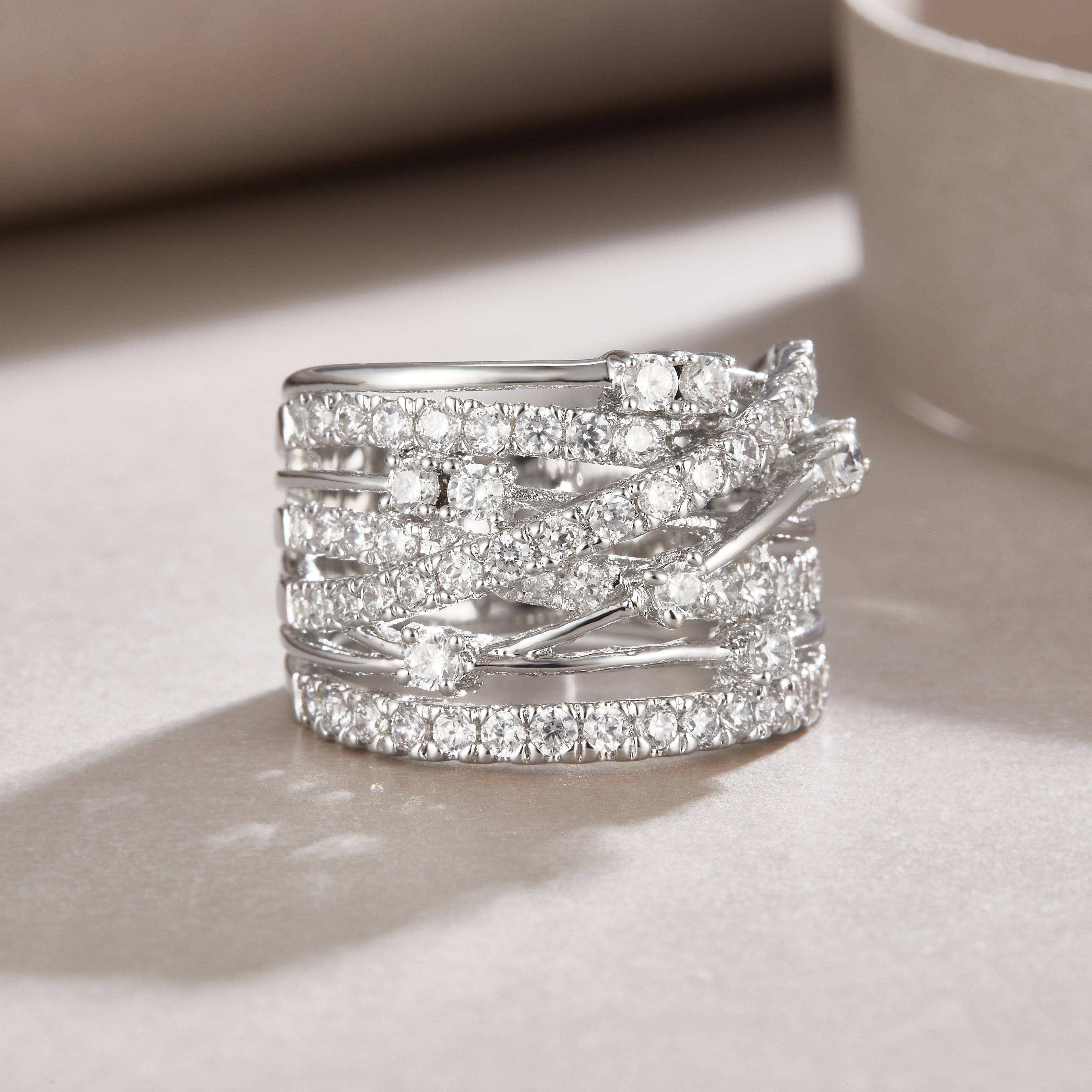 Starry Sky Boat - Set With Top-quality Moissanite S925 Silver And Platinum-plated Diamond Wedding Ring. The Ring Can Be Tested With A Diamond Pen In Gold And Rose Gold