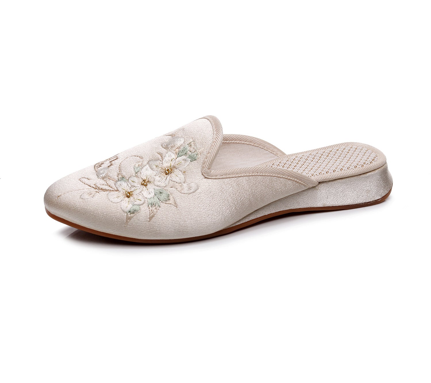 Women's Mercerizing Satin-surface Embroidered Slippers