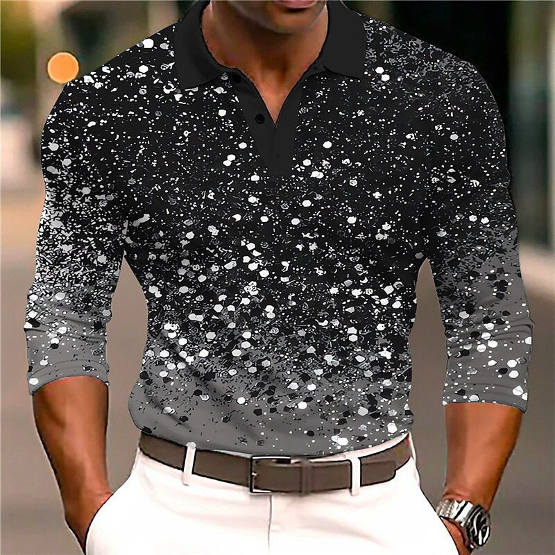 Men's Casual Printed 3D Polo Shirt