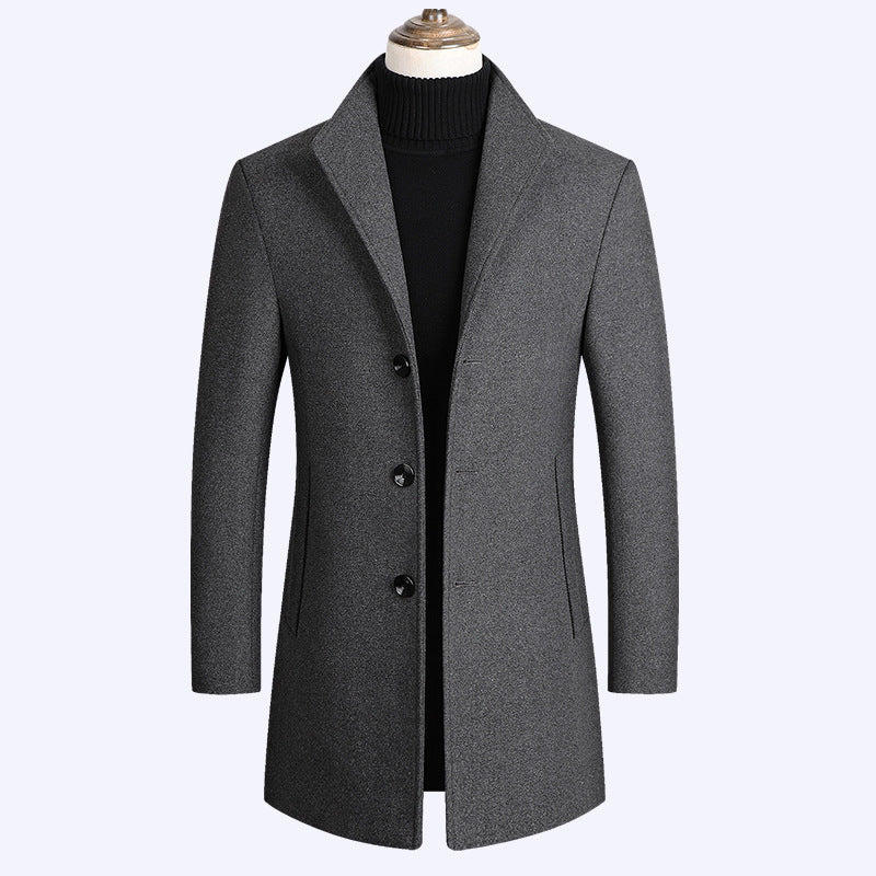 Middle-aged Men's Coat Stand-up Collar Woolen Coat