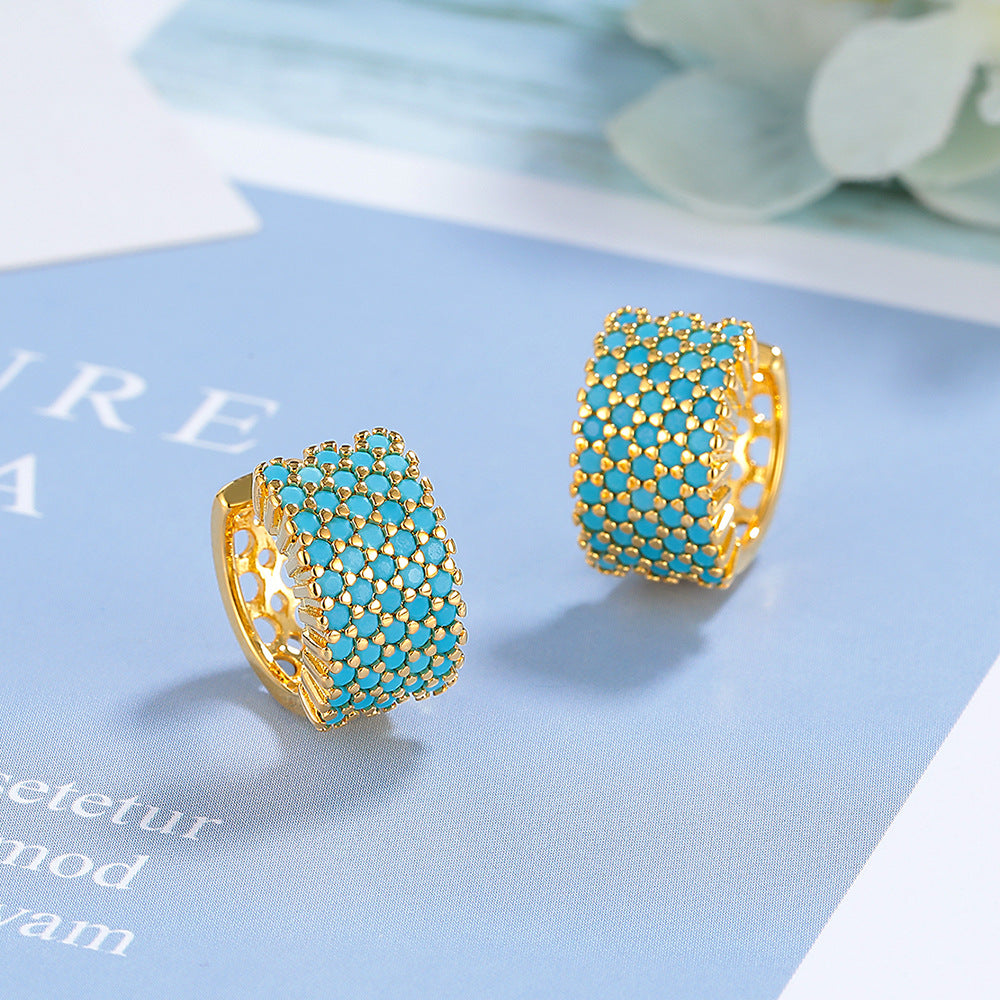 Gold-plated Color Zircon Earrings For Women