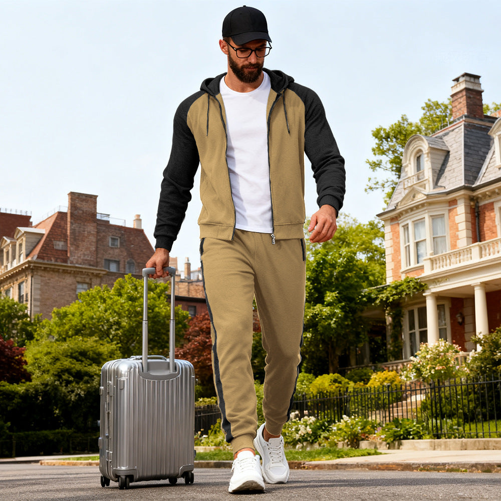 Raglan-sleeve Hooded Sweatshirt Casual Sportswear