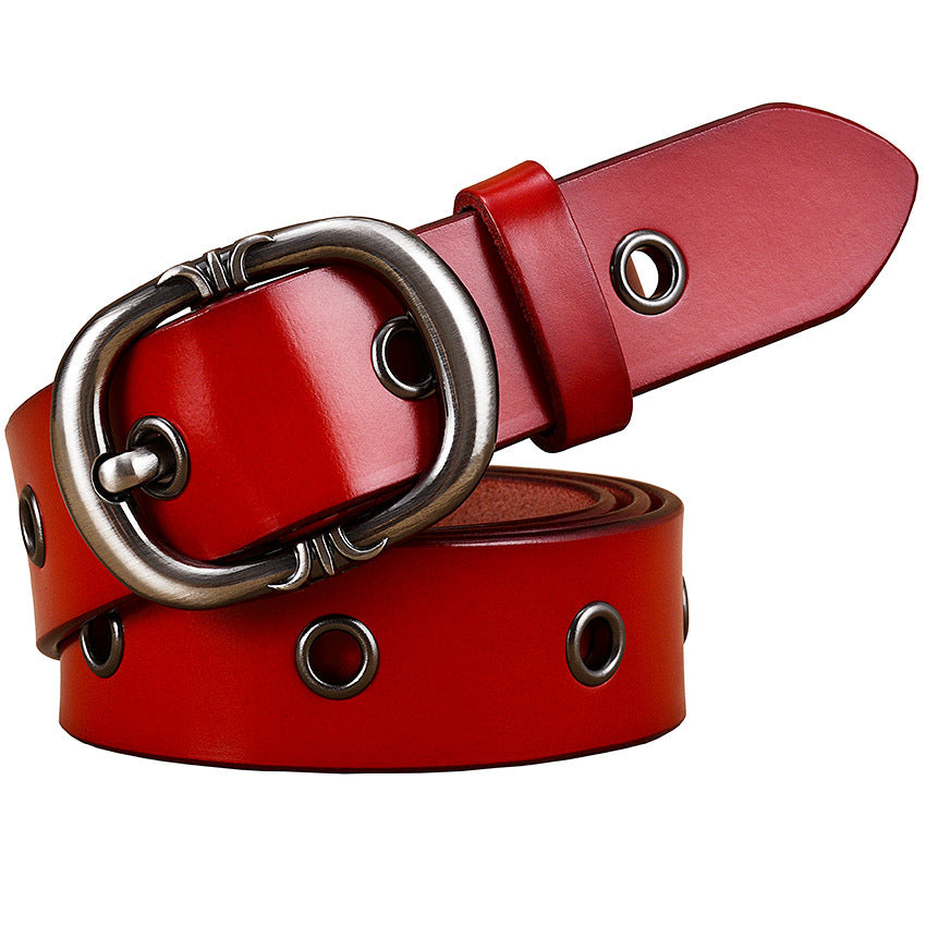 Leather Belt Fashion Two-layer Cowhide Alloy Pin Buckle Belt