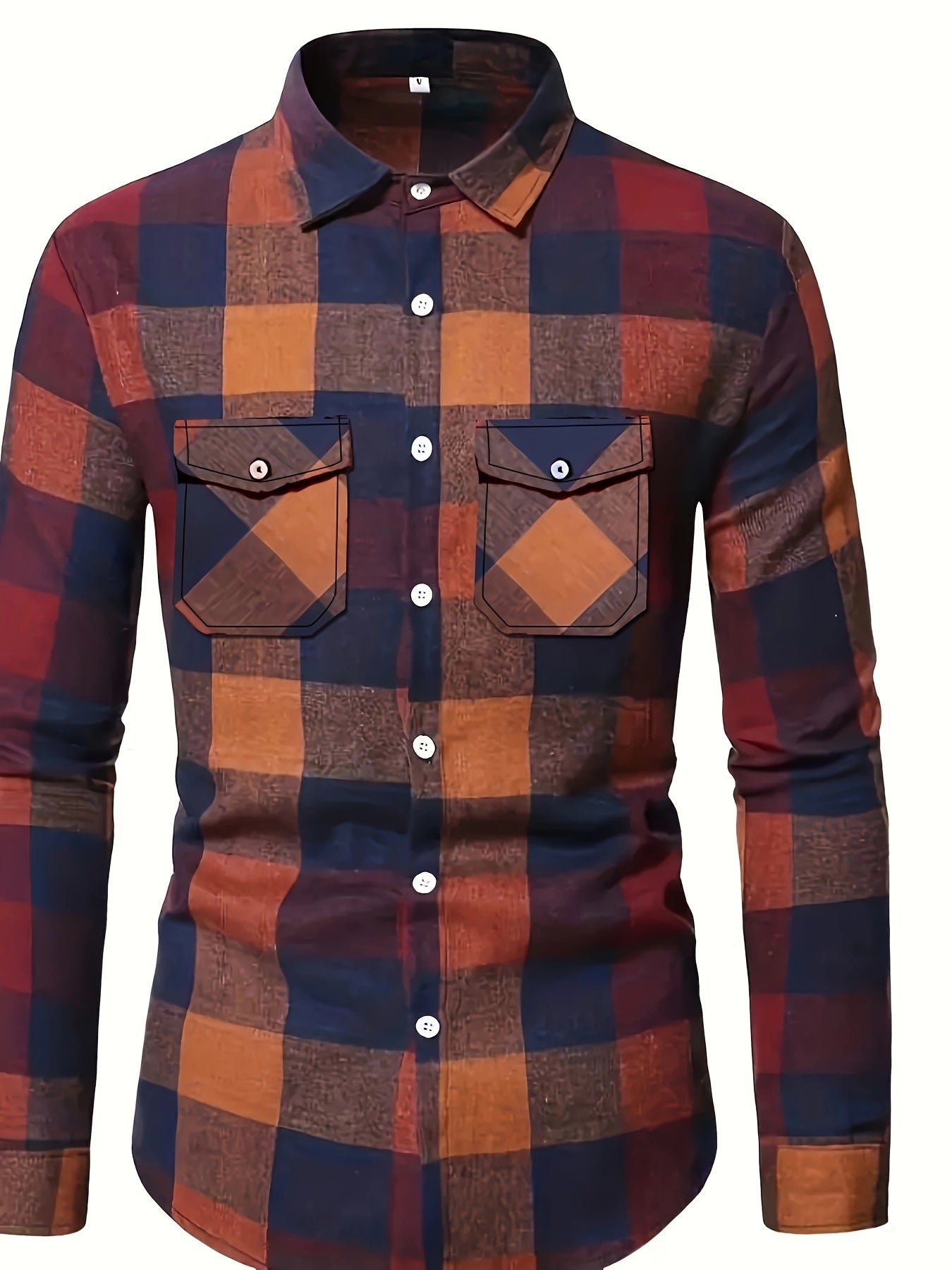 Mens Stylish Long-Sleeve Lapel Shirt