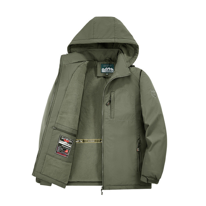 Workwear Outdoor Pocket Cotton Jacket Mid-length