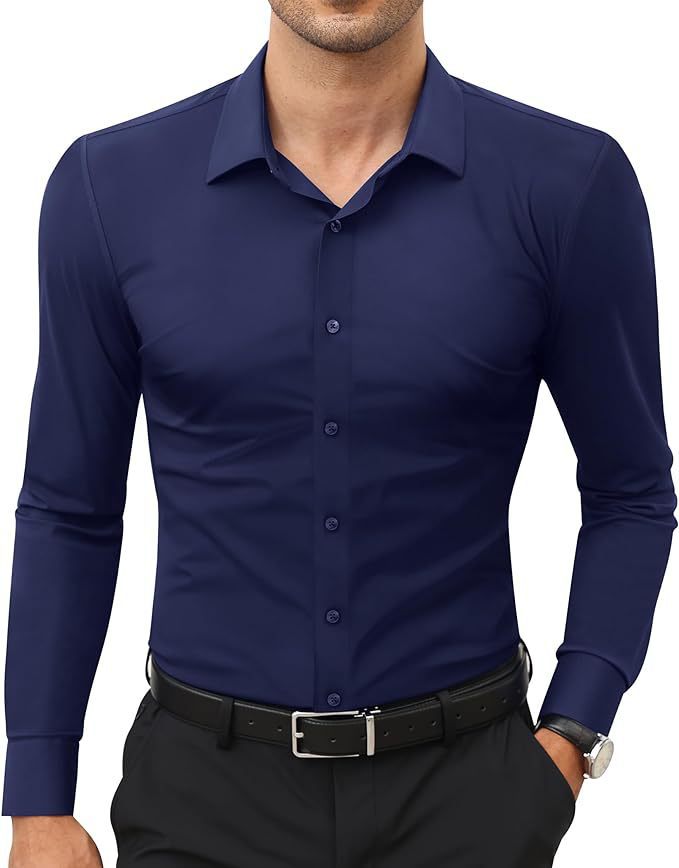 Mens Slim-Fit Solid-Color Work Shirt