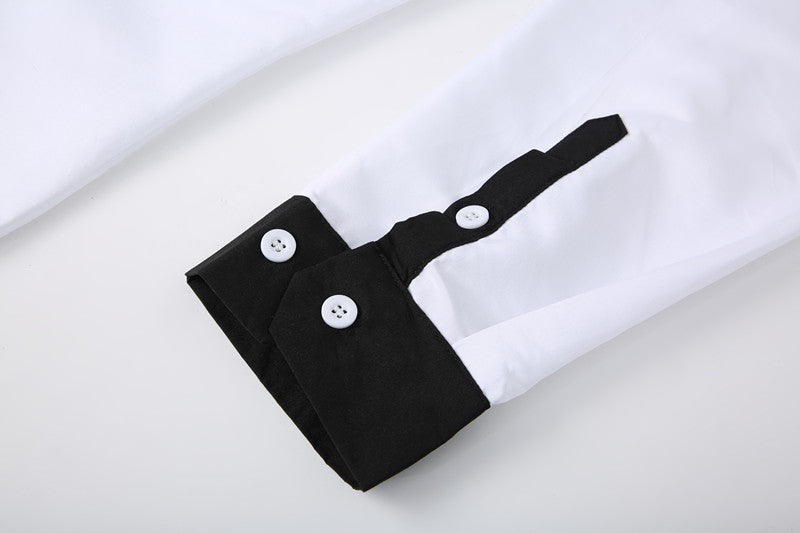 Business And Fashionable Long-sleeved Shirt With Contrasting Colors For A Teenage Man