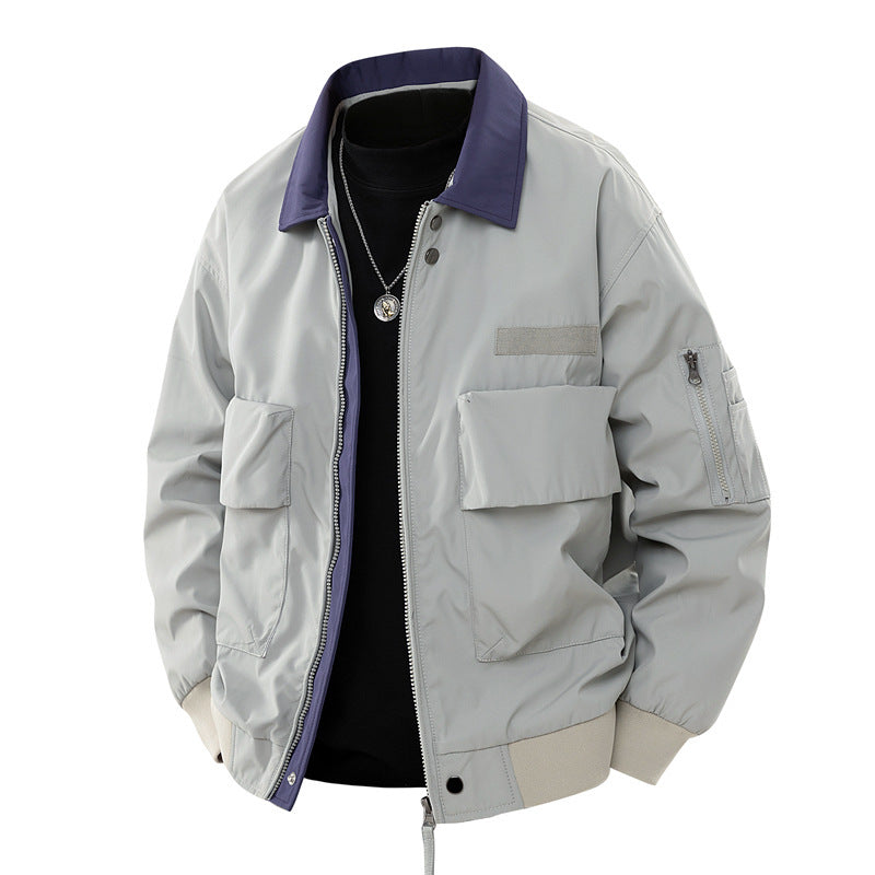Retro Pilot Jacket Mens Workwear Lapel Jacket