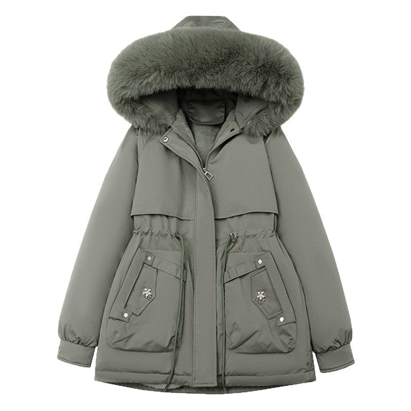 Waist Trimming  Big Fur Collar Coat