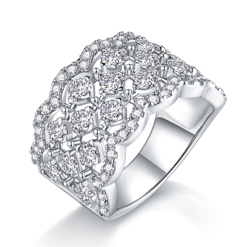 Lace Snowflake - Set With Top-quality Moissanite S925 Silver And Platinum-plated Diamond Wedding Ring. The Ring Can Be Tested With A Diamond Pen In Yellow Gold And Rose Gold