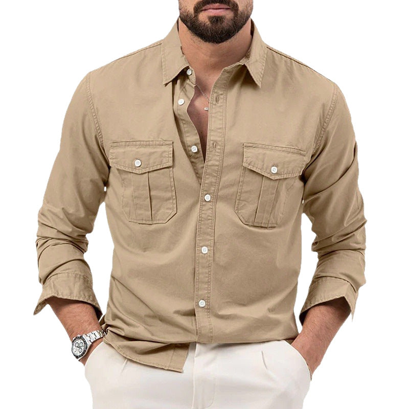 Mens Casual Long-sleeve Shirt Top