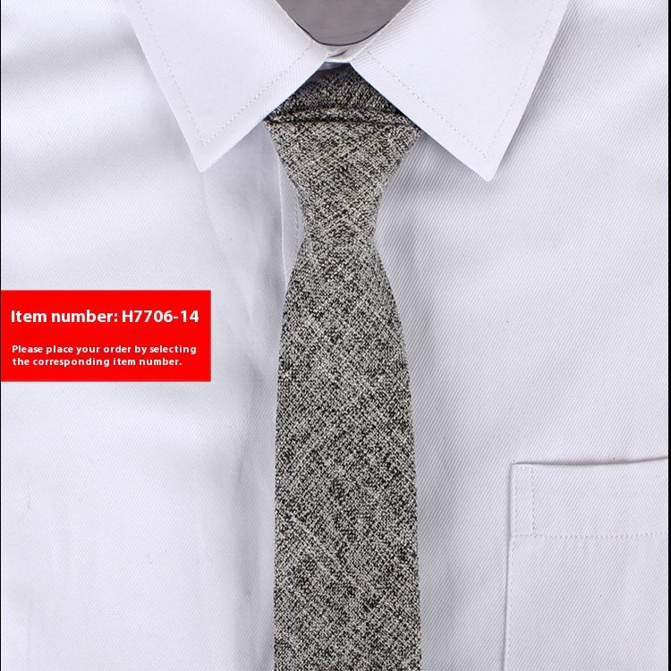 Solid Color Korean Style Narrow Cotton Men's 6cm Formal Wear Business Casual Wedding Tie