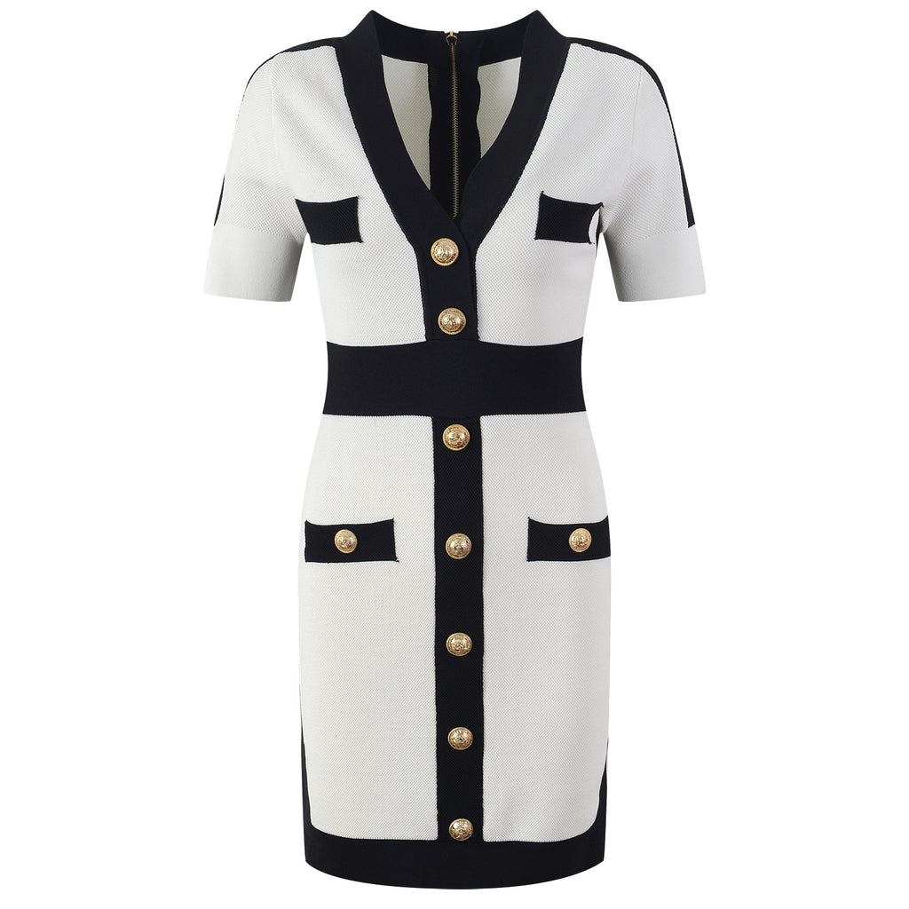 V-neck Zip Wrap Hip Skirt