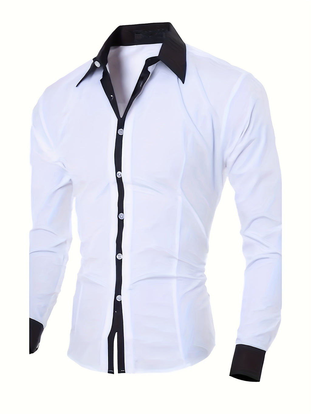 Business And Fashionable Long-sleeved Shirt With Contrasting Colors For A Teenage Man