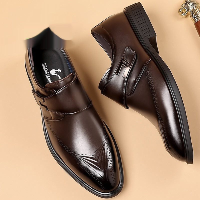 Leather Shoes Made From Full-Grain Cowhide With A Pipe-Shaped Toe