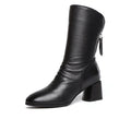Pointed Thick Heel And Fleece Martin Boots