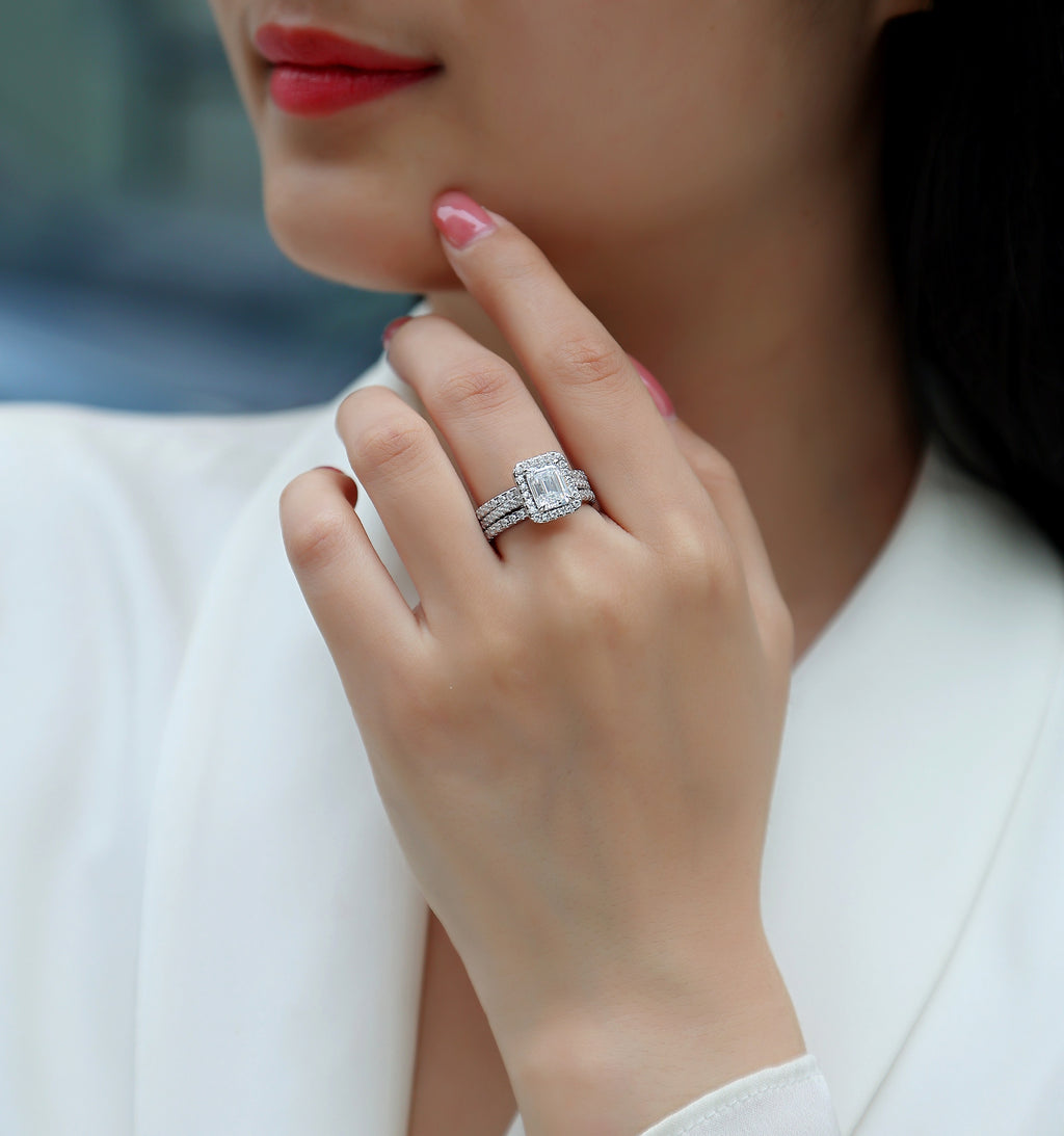 Simple And Elegant - Set With Top-quality Moissanite S925, Silver And Platinum-plated Diamond Wedding Ring. The Ring Can Be Inspected With A Diamond Pen