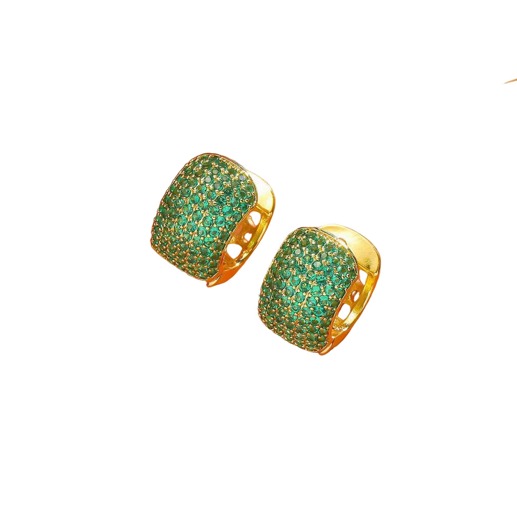Simple Fashion Ear Clips Gold-plated Color Zircon Earrings
