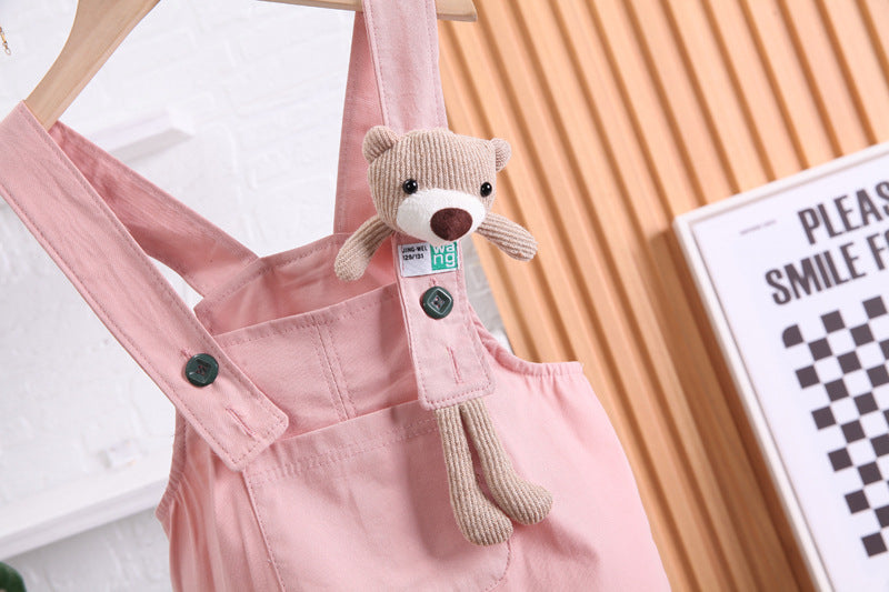 Cotton T-shirt Suspender Suit