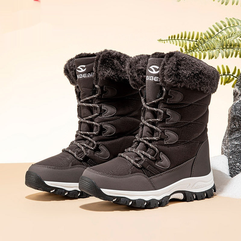 Warm Wide-toe  Mid-height Soft-soled Faux-fur Snow Boots