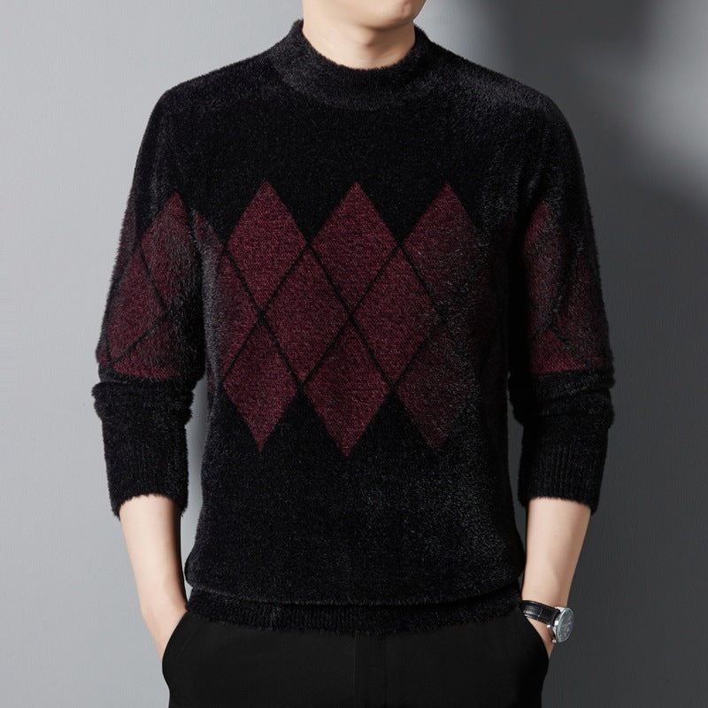 Men's  Round Neck Thickened Ferret Velvet Sweater