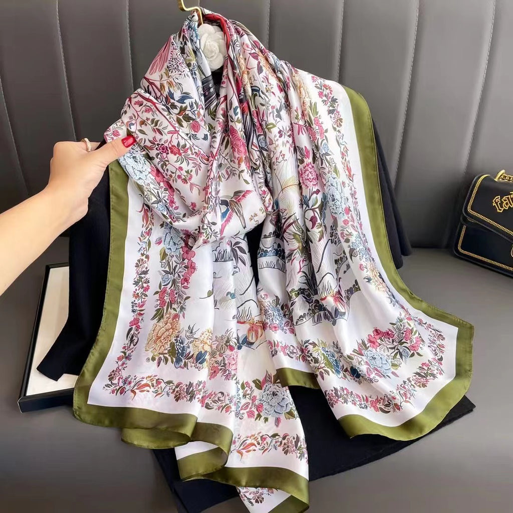 Silk Scarf Bright Butterfly  Long Shawl