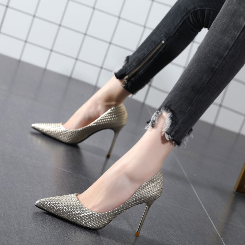 Women’s Stiletto Leather Fashion Shoes | Diamond Sadaf